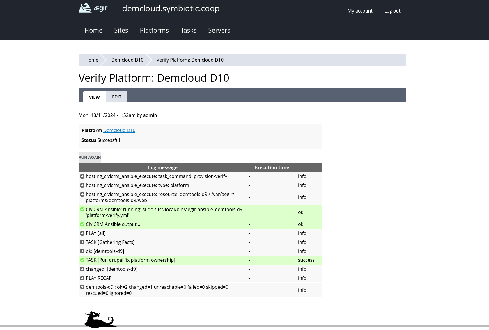 Screenshot of Verify platform in Aegir